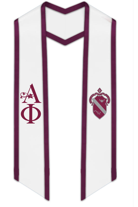 Alpha Phi Greek Trimmed Lettered Stole with Crest