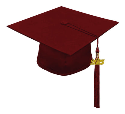 Matte Burgundy Junior High/Middle School Cap & Gown