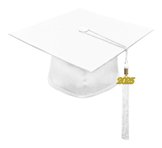 Matte White High School Cap & Tassel