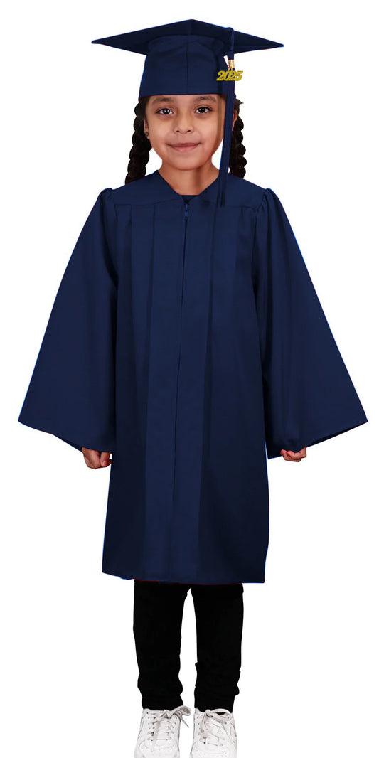 Matte Navy Blue Kindergarten/Preschool Graduation Cap & Gown