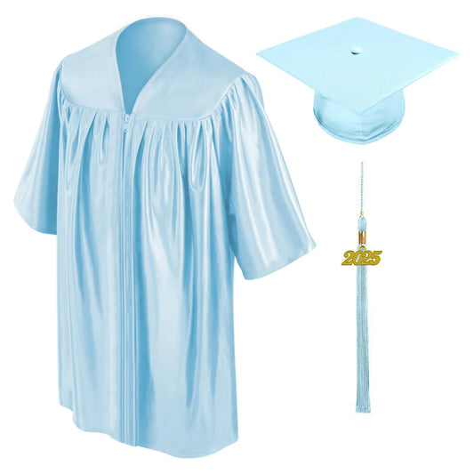 Shiny Light Blue Kindergarten/Preschool Cap & Gown