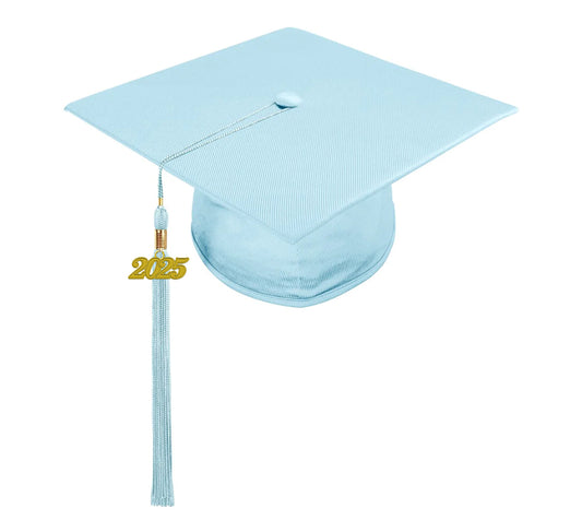 Shiny Light Blue Junior High/Middle School Cap & Tassel