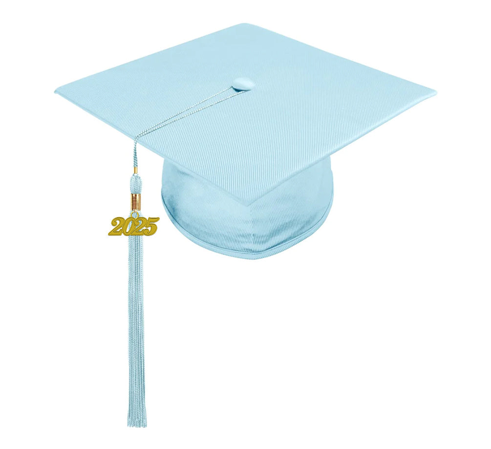 Shiny Light Blue High School Cap & Tassel