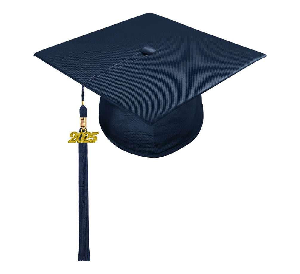 Shiny Navy Blue High School Cap & Tassel