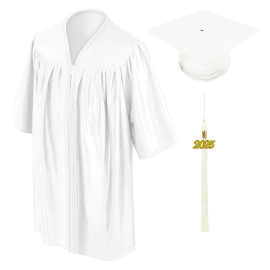 Shiny White Kindergarten/Preschool Cap & Gown