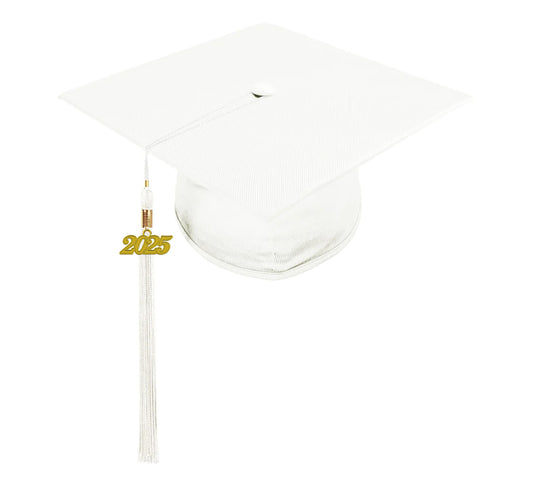 Shiny White Junior High/Middle School Cap & Tassel