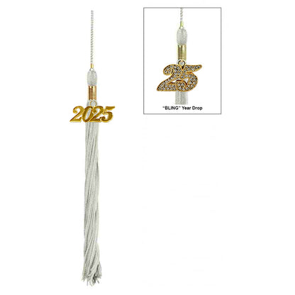 Shiny Silver High School Cap & Tassel