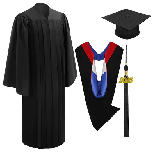 Deluxe Black Bachelors Cap, Gown & Hood Package