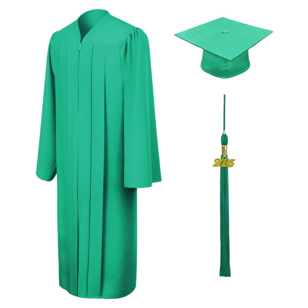 Matte Emerald Green Bachelors Academic Cap & Gown