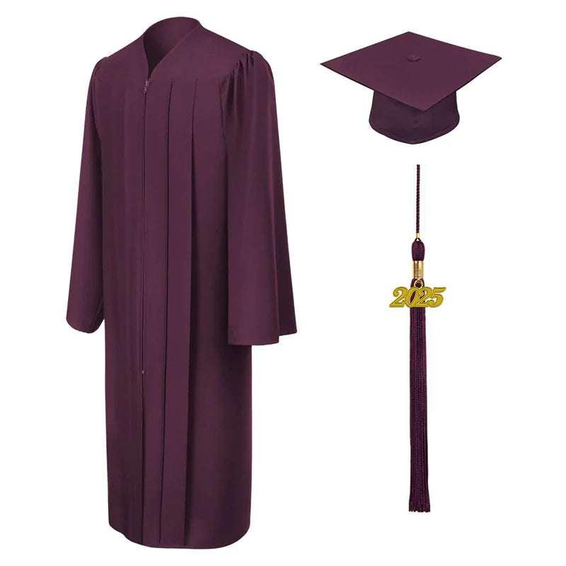 Matte Maroon High School Cap & Gown