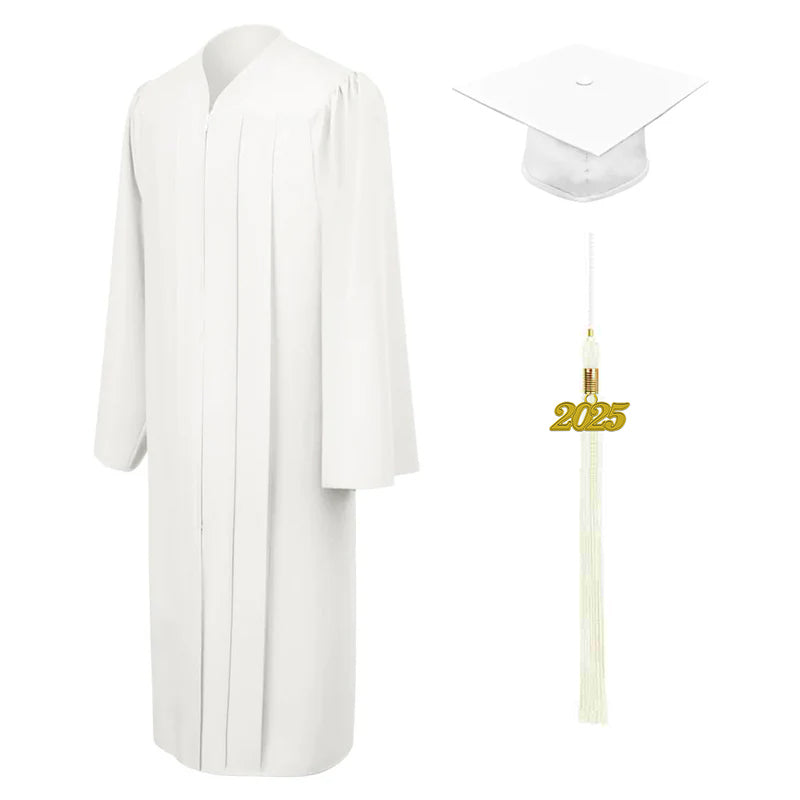 Matte White Bachelors Cap & Gown