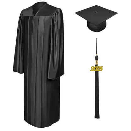 Shiny Black Junior High/Middle School Cap & Gown