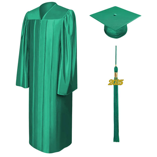 Shiny Emerald Green High School Cap & Gown