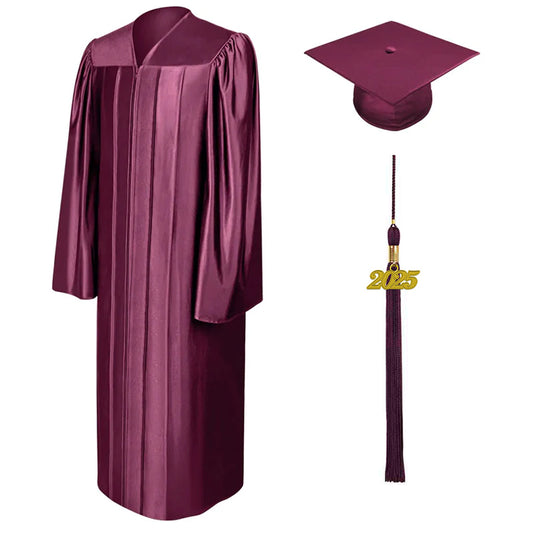 Shiny Maroon High School Cap & Gown