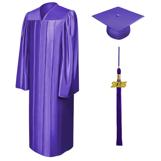 Shiny Purple High School Cap & Gown