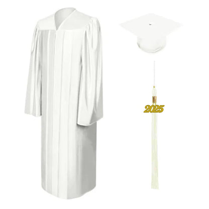 Shiny White High School Cap & Gown